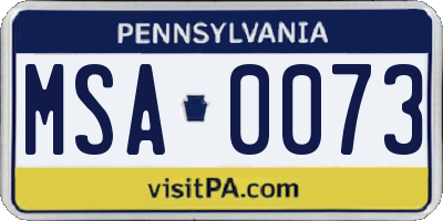 PA license plate MSA0073
