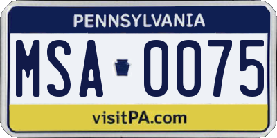 PA license plate MSA0075