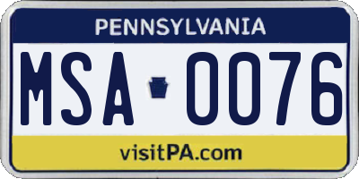PA license plate MSA0076