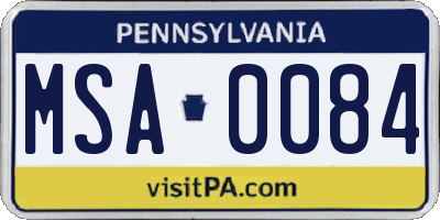 PA license plate MSA0084