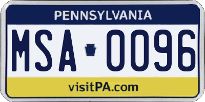 PA license plate MSA0096