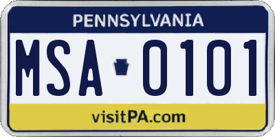 PA license plate MSA0101