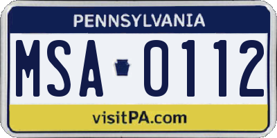 PA license plate MSA0112