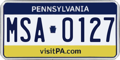 PA license plate MSA0127