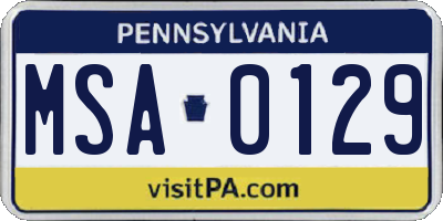 PA license plate MSA0129
