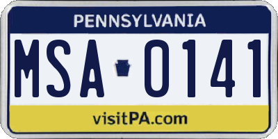 PA license plate MSA0141