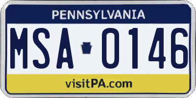 PA license plate MSA0146