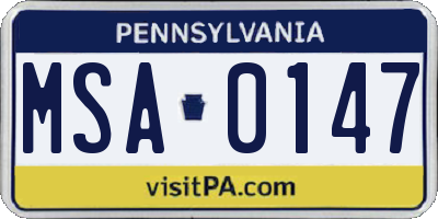 PA license plate MSA0147