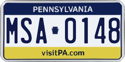 PA license plate MSA0148