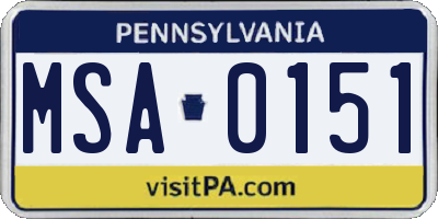 PA license plate MSA0151