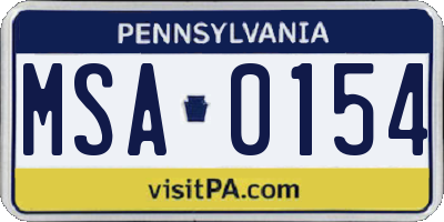 PA license plate MSA0154