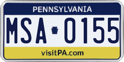 PA license plate MSA0155
