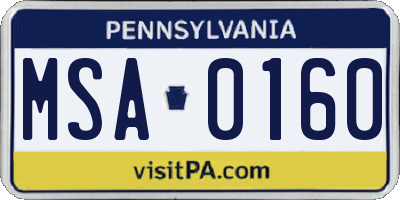 PA license plate MSA0160