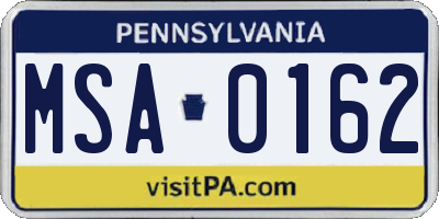 PA license plate MSA0162