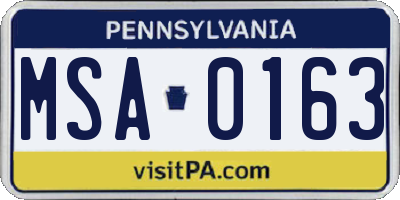 PA license plate MSA0163