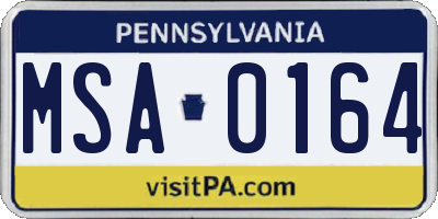 PA license plate MSA0164