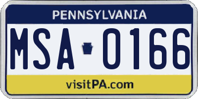 PA license plate MSA0166