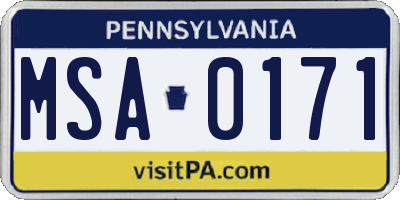 PA license plate MSA0171