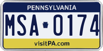 PA license plate MSA0174