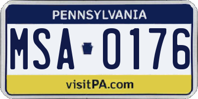 PA license plate MSA0176