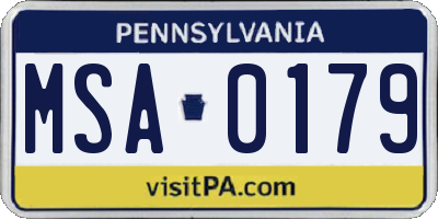 PA license plate MSA0179