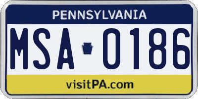 PA license plate MSA0186