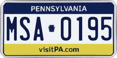 PA license plate MSA0195