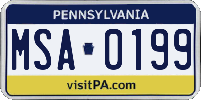 PA license plate MSA0199