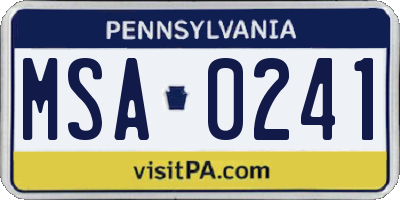 PA license plate MSA0241