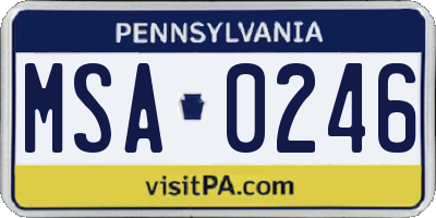 PA license plate MSA0246