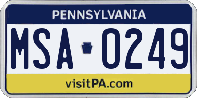 PA license plate MSA0249