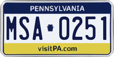 PA license plate MSA0251