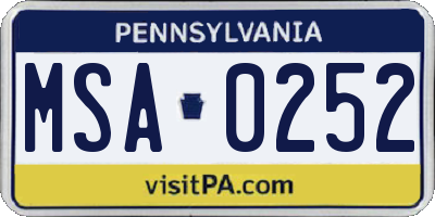 PA license plate MSA0252