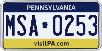PA license plate MSA0253