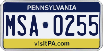 PA license plate MSA0255