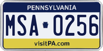 PA license plate MSA0256