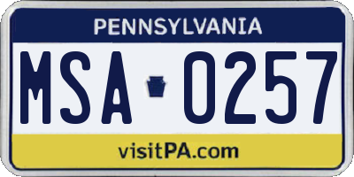 PA license plate MSA0257