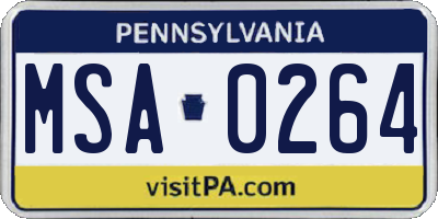PA license plate MSA0264