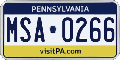 PA license plate MSA0266