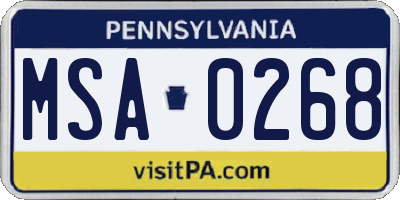 PA license plate MSA0268