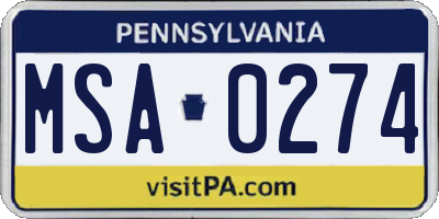 PA license plate MSA0274