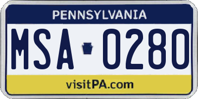PA license plate MSA0280