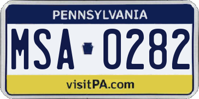 PA license plate MSA0282