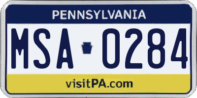 PA license plate MSA0284