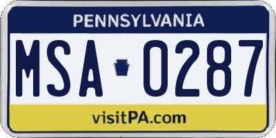 PA license plate MSA0287