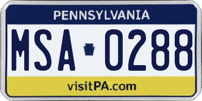 PA license plate MSA0288