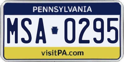 PA license plate MSA0295