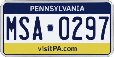 PA license plate MSA0297