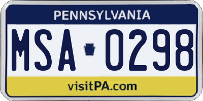 PA license plate MSA0298