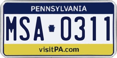 PA license plate MSA0311